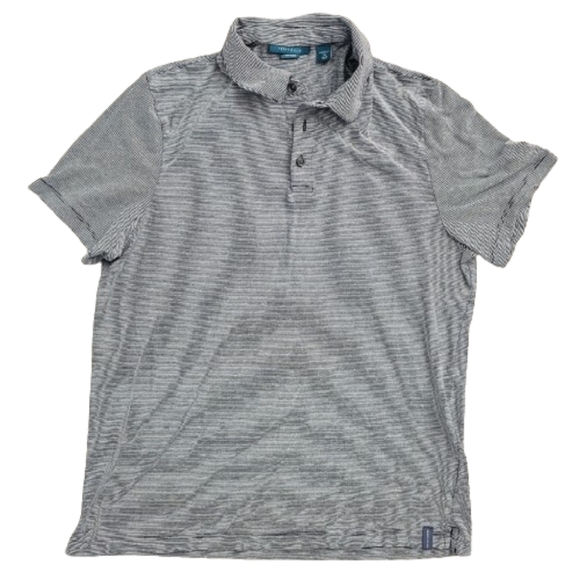 Perry Ellis Linen Blend Navy Micro Stripe Polo - Picture 1 of 5